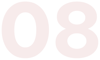 A red and white number is in the shape of 0 8.