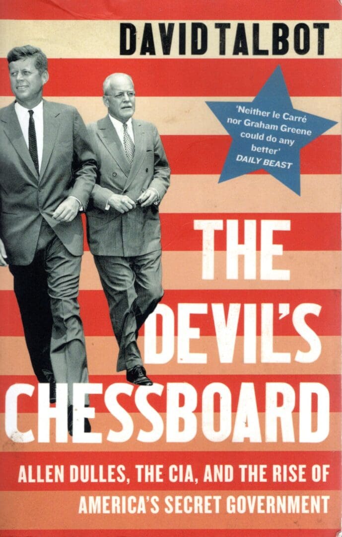 A book cover with two men in suits.